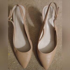 Cole Haan Womens  Go-To Pumps Slingback Kitten Heel Beige Leather Pointed 10B FL